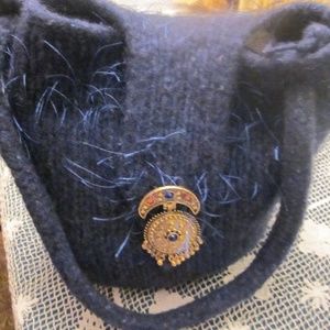 Handcrafted *LG FELT BAG* ROYAL BLUE~Vintage PIN